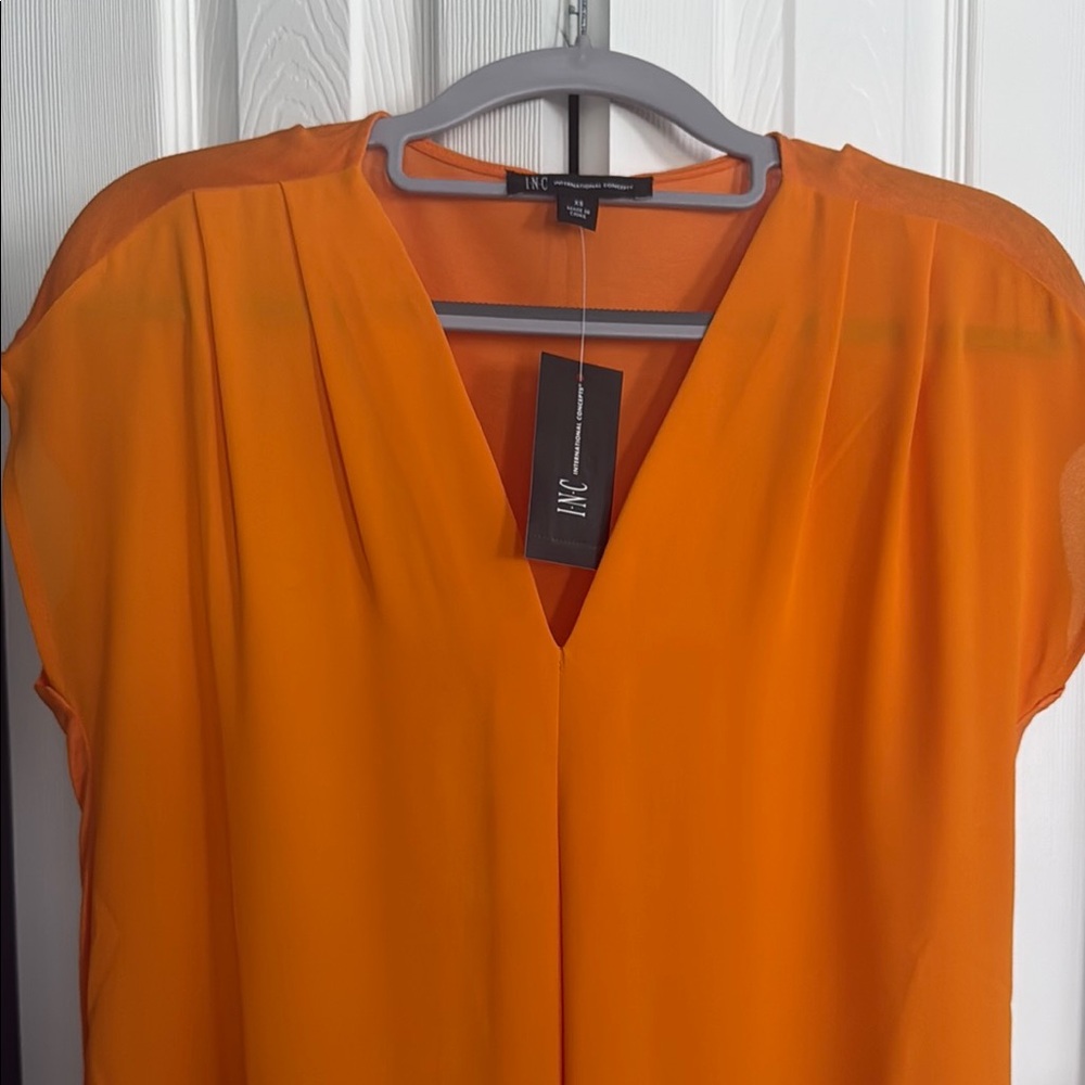 INC International Concepts Women's Vivid Orange Blouse